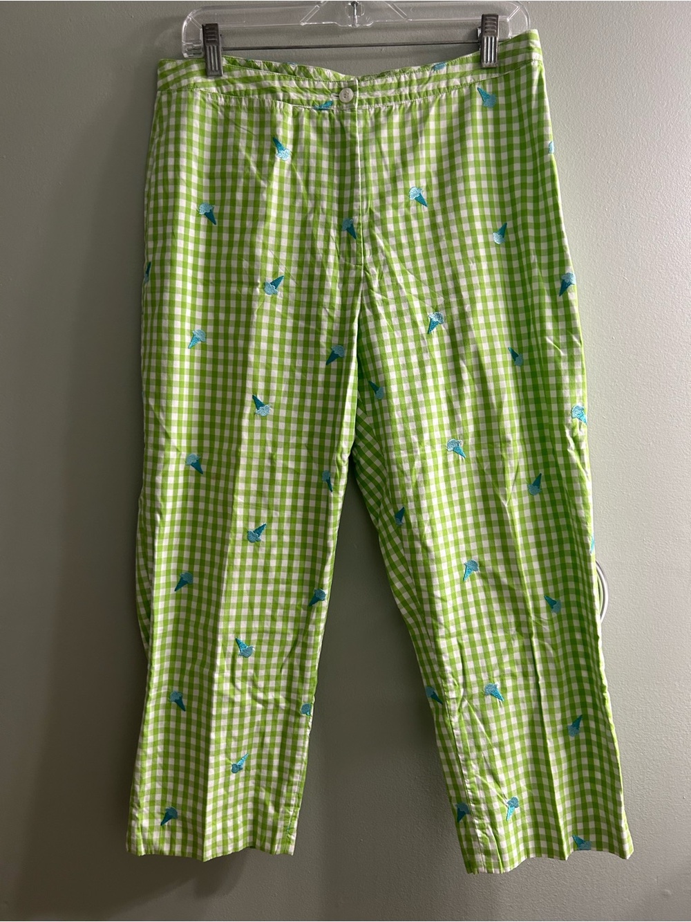Vintage Lilly Pulitzer ice cream gingham embroidered cropped capris summer pants